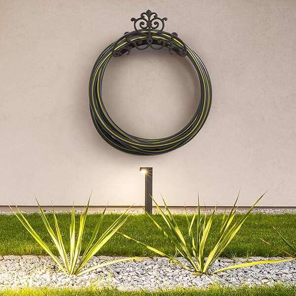 MyGift Brown Heavy Duty Cast Iron Outdoor Garden Hose Hanger Wall Mounted Water Hose Holder Reel with Vintage Scrollwork Design - Image 4