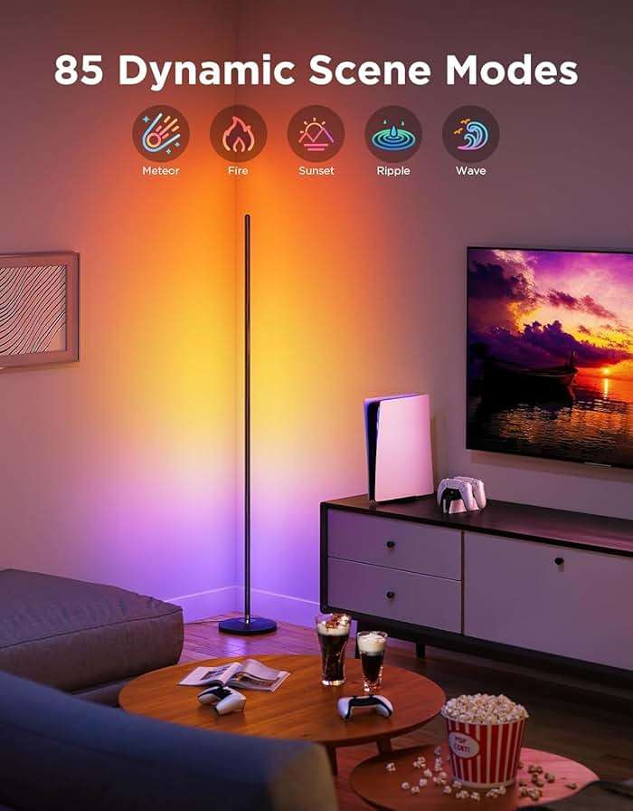Govee RGBIC Floor Lamp Basic, 1000lm LED Corner Lamp Compatible with SmartThings, Alexa, and Matter, Modern Floor Lamp with Music Sync and 16 Million DIY Colors, Standing Lamp for Bedroom Living Room - Image 2