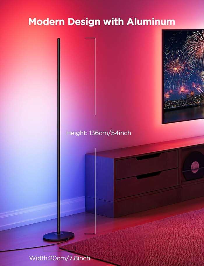 Govee RGBIC Floor Lamp Basic, 1000lm LED Corner Lamp Compatible with SmartThings, Alexa, and Matter, Modern Floor Lamp with Music Sync and 16 Million DIY Colors, Standing Lamp for Bedroom Living Room - Image 8
