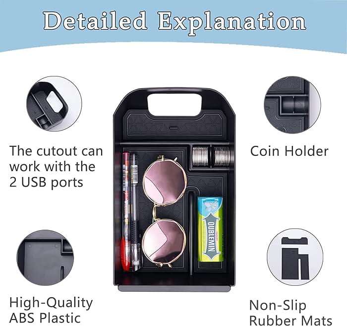 JDMCAR Center Console Tray Organizer Compatible with Toyota RAV4 Accessories 2025 2024 2023 2022 2021 2020 2019 and 2021-2025 RAV-4 Prime, Armrest Insert Container ABS Material Secondary Storage Box - Image 4