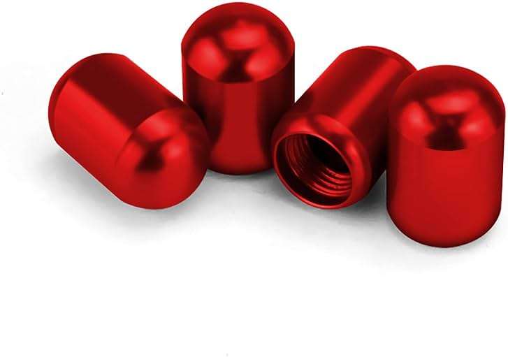 JUSTTOP 4PCS Car Tire Valve Stem Caps, Air Caps Cover, Universal for Cars, SUVs, Bike, Trucks and Motorcycles, Car Wheel & Tire Exterior Accessories-Red - Image 1