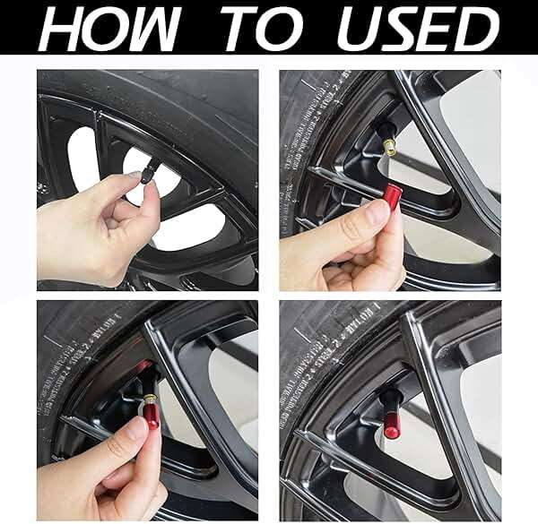 JUSTTOP 4PCS Car Tire Valve Stem Caps, Air Caps Cover, Universal for Cars, SUVs, Bike, Trucks and Motorcycles, Car Wheel & Tire Exterior Accessories-Red - Image 2