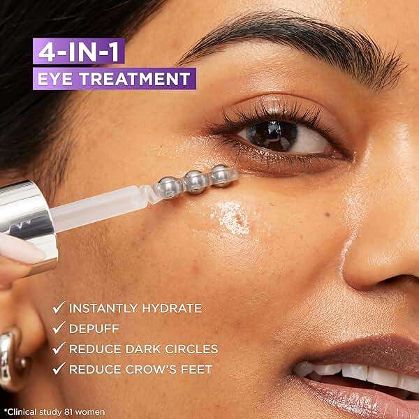 L'Oreal Paris Revitalift Hyaluronic Acid + Caffeine Hydrating Eye Serum for Dark Circles, Fragrance Free .67 fl. oz + Moisturizer Sample - Image 4