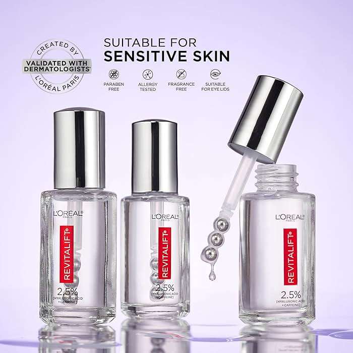 L'Oreal Paris Revitalift Hyaluronic Acid + Caffeine Hydrating Eye Serum for Dark Circles, Fragrance Free .67 fl. oz + Moisturizer Sample - Image 7