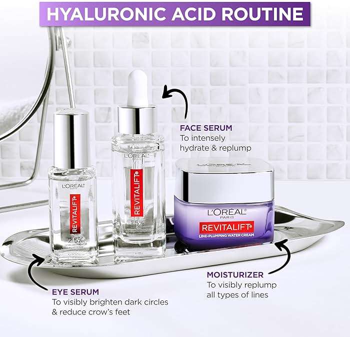 L'Oreal Paris Revitalift Hyaluronic Acid + Caffeine Hydrating Eye Serum for Dark Circles, Fragrance Free .67 fl. oz + Moisturizer Sample - Image 8