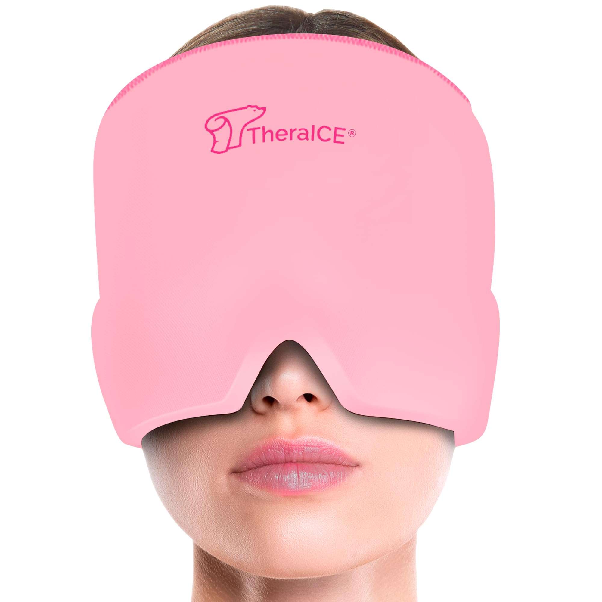 TheraICE Headache Relief Cap, Migraine Ice Pack Mask Products, Women Cooling Gel Hat, Face Cold Compress Head Wrap for Her Stress. Great Birthday Gift for Mom, Sister, Grandma, Girlfriend, & Teacher - Image 1