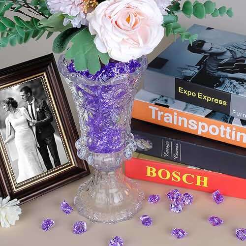 Acrylic Crushed Ice Rocks, Babenest 150 PCS Fake Crystals Plastic Ice Cubes Diamonds Gems for Vase Fillers, Home Decoration, Table Scatter, Event, Wedding, Arts & Crafts (Purple) - Image 4