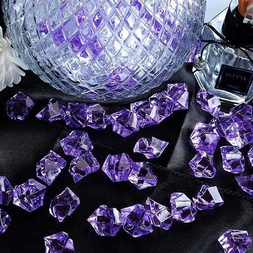 Acrylic Crushed Ice Rocks, Babenest 150 PCS Fake Crystals Plastic Ice Cubes Diamonds Gems for Vase Fillers, Home Decoration, Table Scatter, Event, Wedding, Arts & Crafts (Purple) - Image 5
