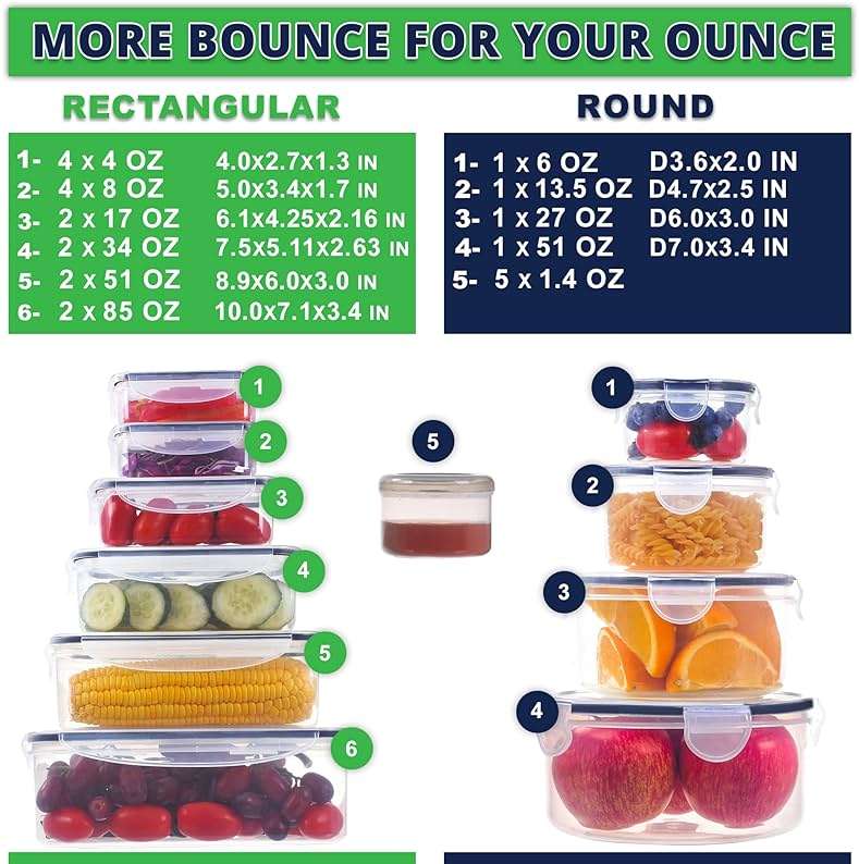 RockBerry 50 Pcs Large Food Storage Containers with Lids Airtight-85 OZ to small Containers-Total 526OZ Stackable Kitchen Set -BPA Free Leak proof containers- Freezer Microwave safe - Image 2