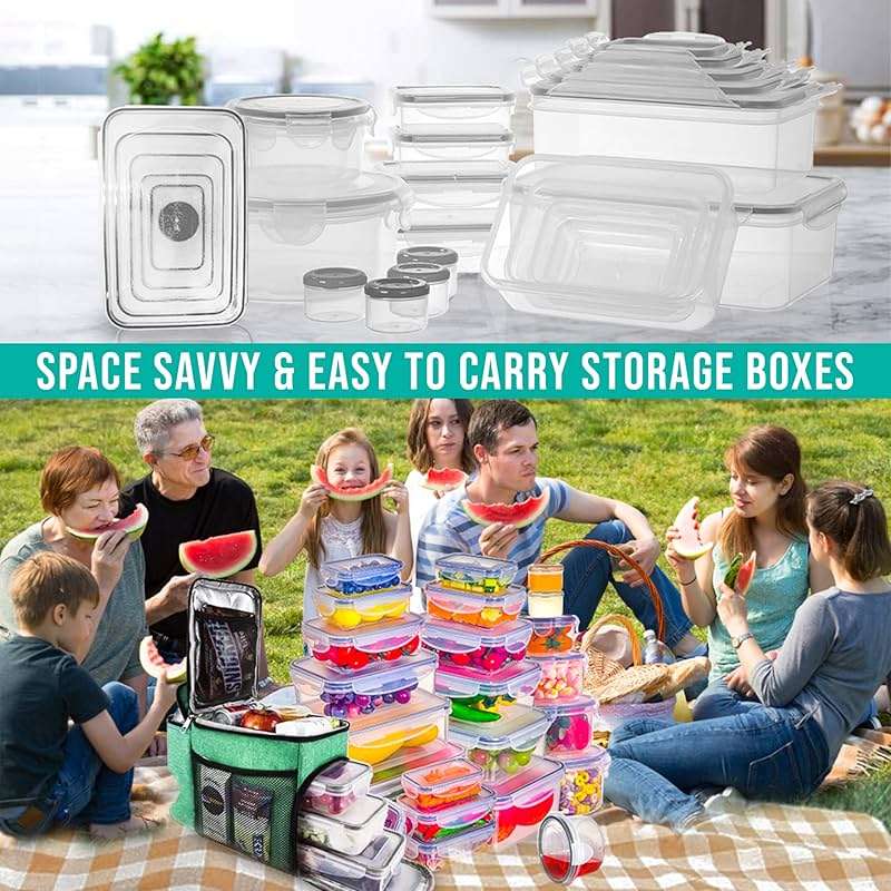 RockBerry 50 Pcs Large Food Storage Containers with Lids Airtight-85 OZ to small Containers-Total 526OZ Stackable Kitchen Set -BPA Free Leak proof containers- Freezer Microwave safe - Image 3
