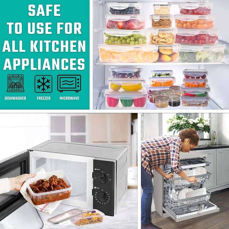 RockBerry 50 Pcs Large Food Storage Containers with Lids Airtight-85 OZ to small Containers-Total 526OZ Stackable Kitchen Set -BPA Free Leak proof containers- Freezer Microwave safe - Image 5