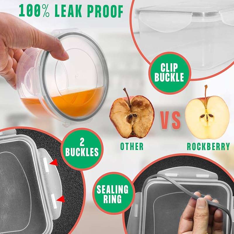 RockBerry 50 Pcs Large Food Storage Containers with Lids Airtight-85 OZ to small Containers-Total 526OZ Stackable Kitchen Set -BPA Free Leak proof containers- Freezer Microwave safe - Image 6