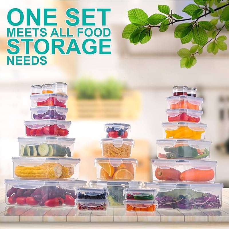 RockBerry 50 Pcs Large Food Storage Containers with Lids Airtight-85 OZ to small Containers-Total 526OZ Stackable Kitchen Set -BPA Free Leak proof containers- Freezer Microwave safe - Image 8