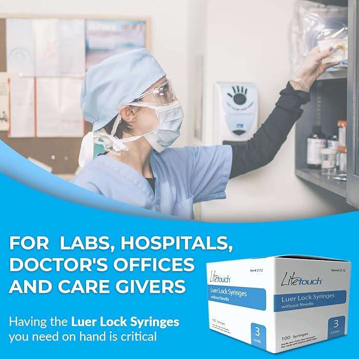 LiteTouch 3mL Luer Lock Syringe, Sterile, Individually Sealed - 100 Syringes per Box (no needle) - Image 5