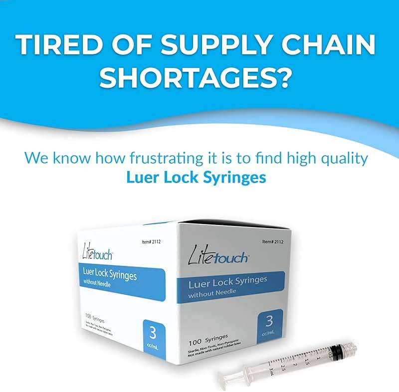 LiteTouch 3mL Luer Lock Syringe, Sterile, Individually Sealed - 100 Syringes per Box (no needle) - Image 6