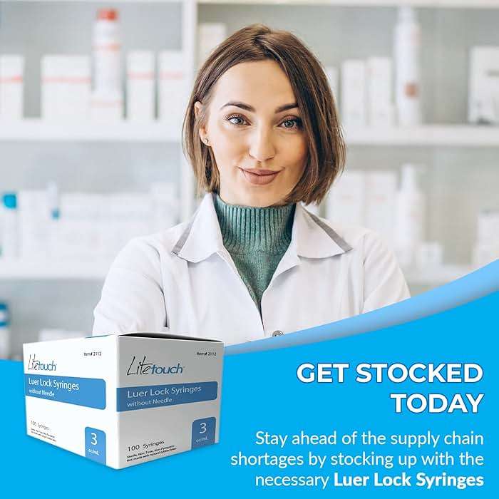 LiteTouch 3mL Luer Lock Syringe, Sterile, Individually Sealed - 100 Syringes per Box (no needle) - Image 7