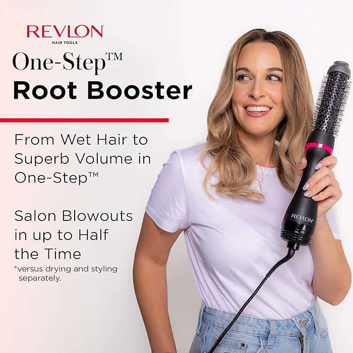 REVLON One-Step Hair Dryer and Styler - Root Booster Round Brush for Styling, Dryer Brush for Fast and Easy Salon-Quality Blowout, More Shine and Less Frizz (1-1/2 in) - Image 2