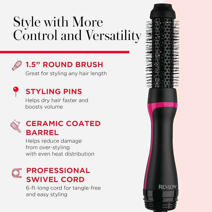REVLON One-Step Hair Dryer and Styler - Root Booster Round Brush for Styling, Dryer Brush for Fast and Easy Salon-Quality Blowout, More Shine and Less Frizz (1-1/2 in) - Image 5