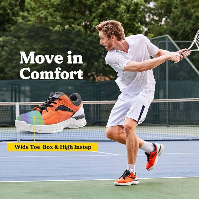 FitVille Men‘s Wide Pickleball Shoes All Court Tennis Shoes with Arch Support for Plantar Fasciitis - Image 2