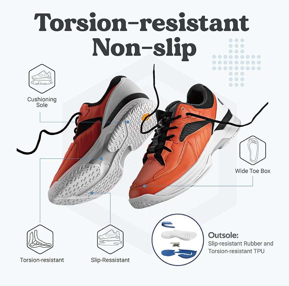 FitVille Men‘s Wide Pickleball Shoes All Court Tennis Shoes with Arch Support for Plantar Fasciitis - Image 3
