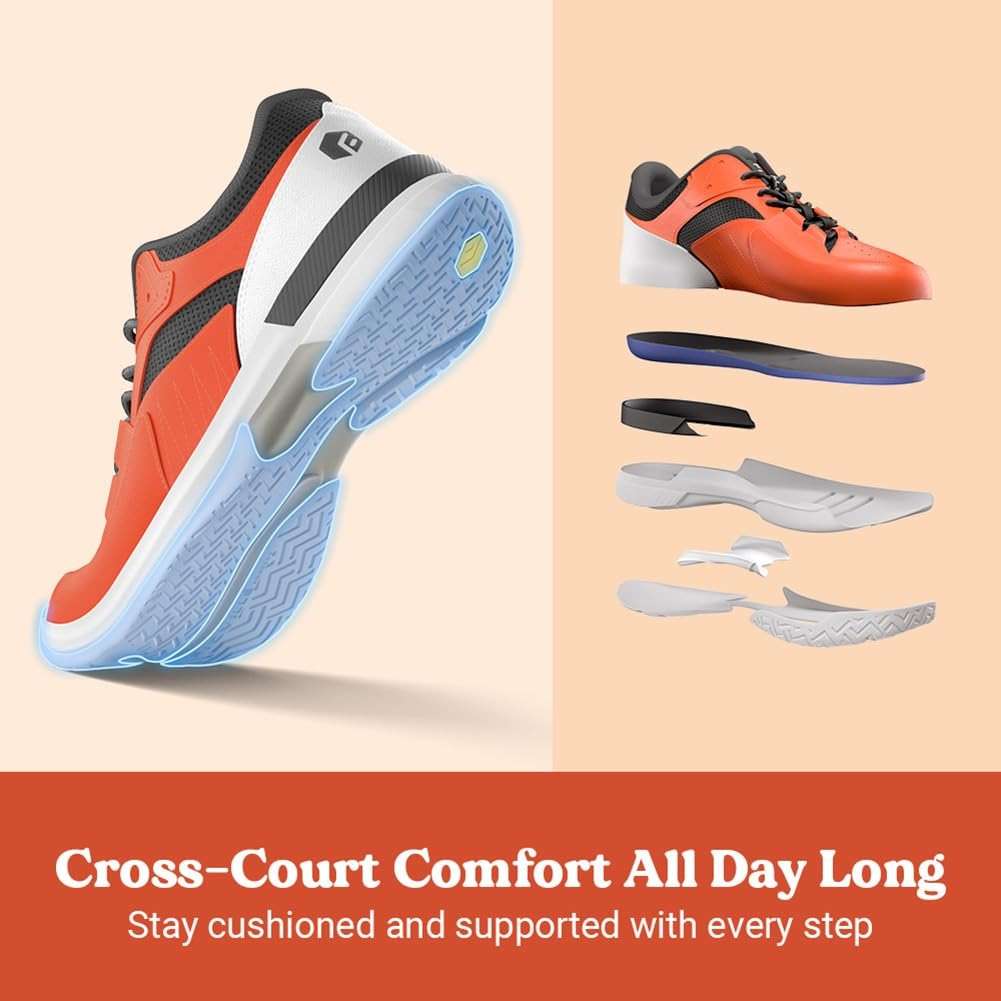 FitVille Men‘s Wide Pickleball Shoes All Court Tennis Shoes with Arch Support for Plantar Fasciitis - Image 4