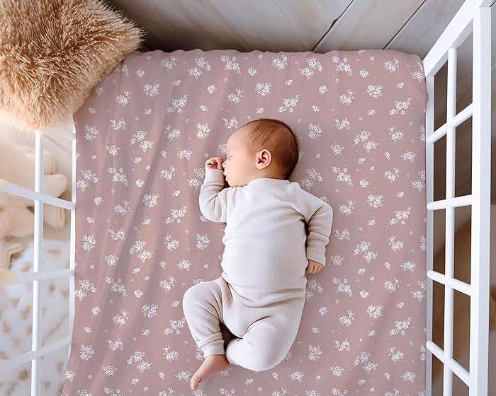 Crib Sheets Neutral - Fitted Baby Crib Sheets Bed for Girl Boy - 2 Pack Standard & Toddler Mattress (Antique Rose) - Buttery Soft Organic Cotton Blend - Image 2
