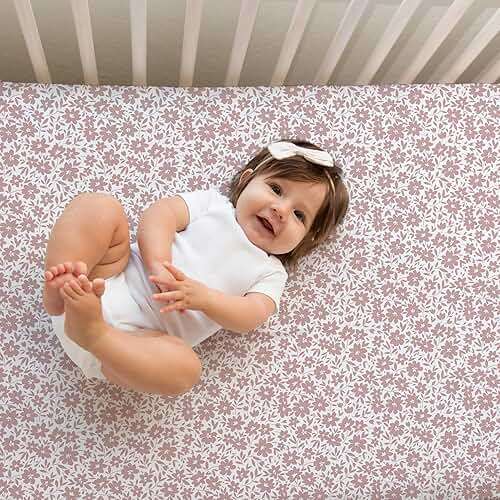 Crib Sheets Neutral - Fitted Baby Crib Sheets Bed for Girl Boy - 2 Pack Standard & Toddler Mattress (Antique Rose) - Buttery Soft Organic Cotton Blend - Image 4