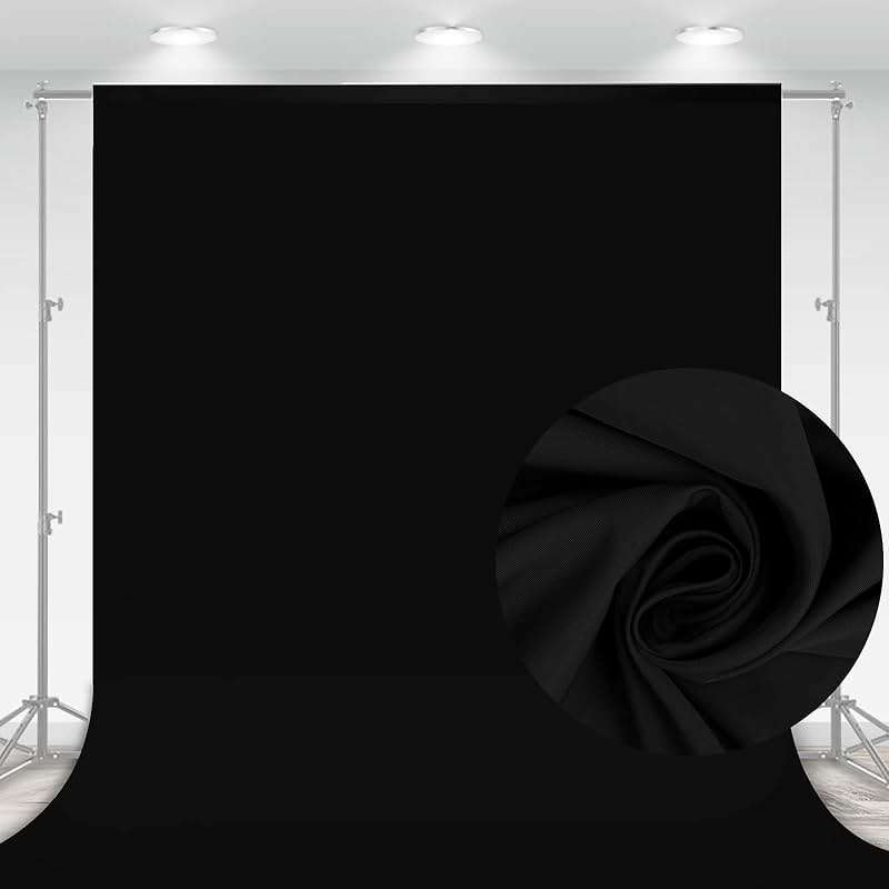 Aimosen 10 x 7 FT Black Backdrop Background for Photography, High Density Polyester Fabric Pure Black Photo Backdrop Curtain Screen Collapsible Seamless for Photoshoot Portraits Party Video Studio - Image 1