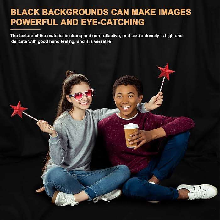 Aimosen 10 x 7 FT Black Backdrop Background for Photography, High Density Polyester Fabric Pure Black Photo Backdrop Curtain Screen Collapsible Seamless for Photoshoot Portraits Party Video Studio - Image 2