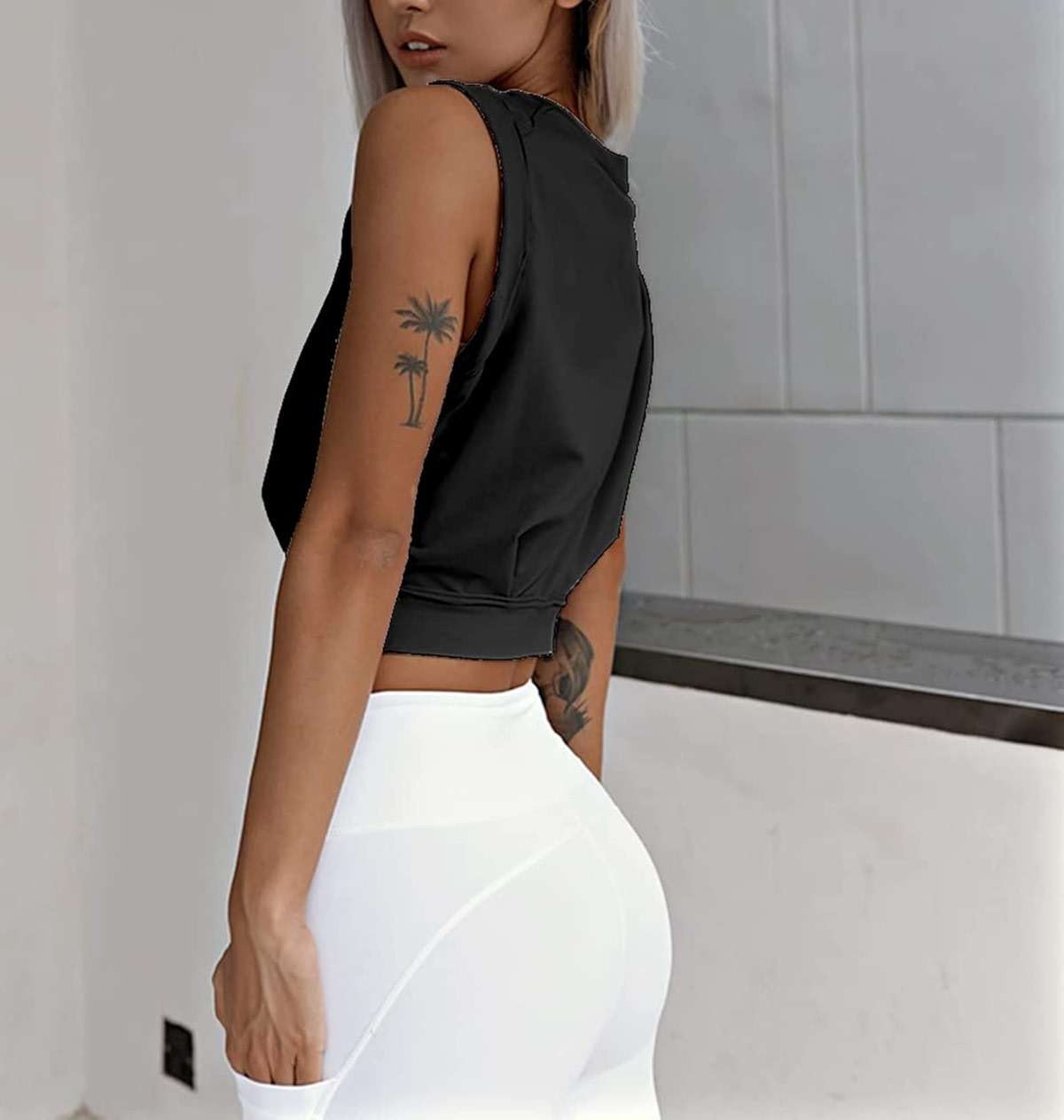 ARRIVE GUIDE Crop Top Athletic Shirts for Women Cute Sleeveless Yoga Tops Running Gym Cotton Cropped Workout Clothes - Image 2