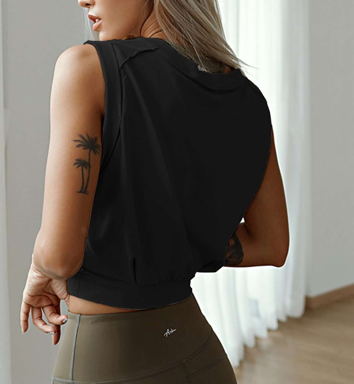ARRIVE GUIDE Crop Top Athletic Shirts for Women Cute Sleeveless Yoga Tops Running Gym Cotton Cropped Workout Clothes - Image 7