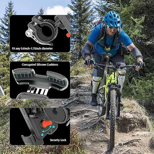Marspeeder Bike Phone Holder Mount, [Super Stable Metal] Motorcycle Phone Mount with Security Lock, Bicycle Phone Holder Handlebar with Soft Cushion & Adjustable Clip Compatible with 4.7''-6.8'' Phone - Image 2