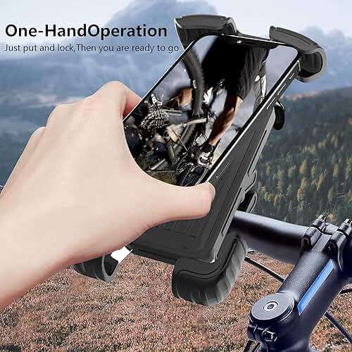 Marspeeder Bike Phone Holder Mount, [Super Stable Metal] Motorcycle Phone Mount with Security Lock, Bicycle Phone Holder Handlebar with Soft Cushion & Adjustable Clip Compatible with 4.7''-6.8'' Phone - Image 3
