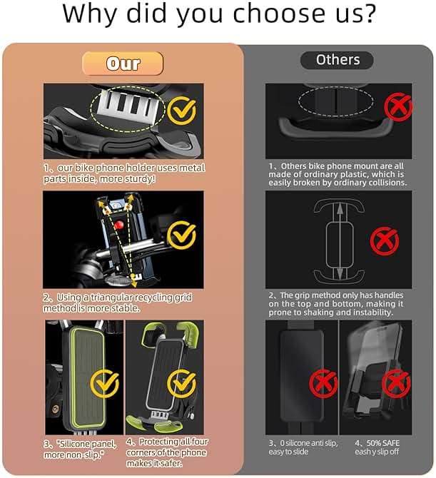 Marspeeder Bike Phone Holder Mount, [Super Stable Metal] Motorcycle Phone Mount with Security Lock, Bicycle Phone Holder Handlebar with Soft Cushion & Adjustable Clip Compatible with 4.7''-6.8'' Phone - Image 4