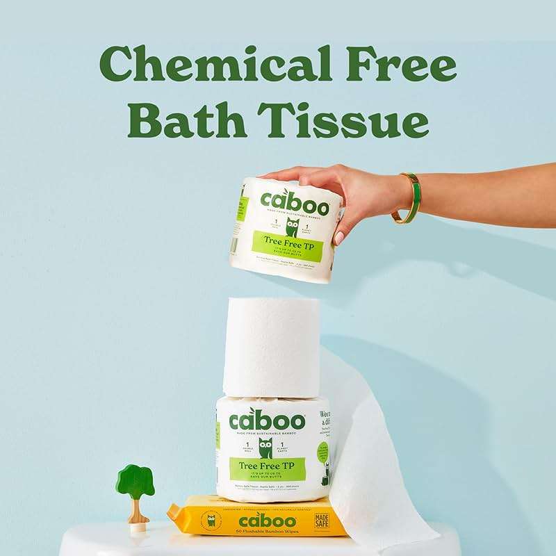 Caboo Tree Free Toilet Paper, Septic Safe Bath Tissue, Quick Dissolving 2 Ply Sheets - 300 Sheets Per Roll, 9 Double Rolls - Image 5