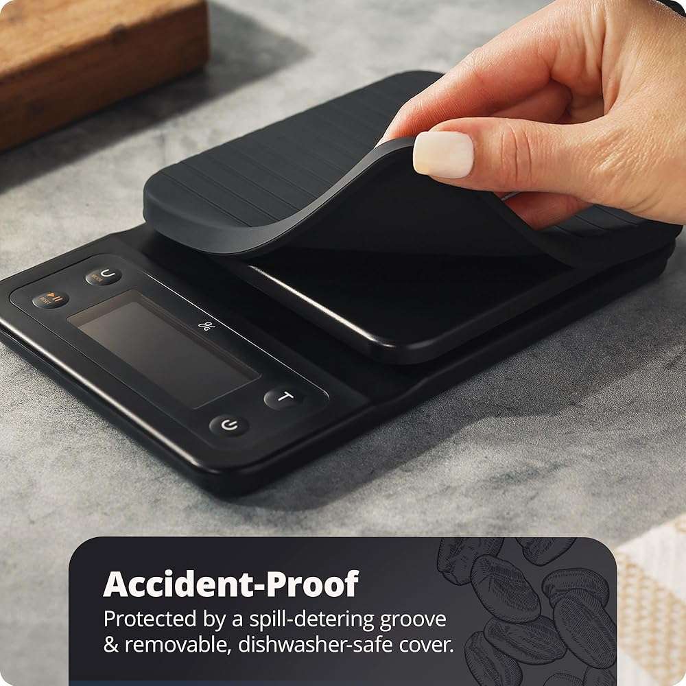Greater Goods Coffee Scale with Timer, 0.1g Precision Digital Espresso & Pour Over Scale for Chemex, V60, Drip & Matcha Weighing, Waterproof Silicone Cover, 6.6lb Barista Brew Capacity (Onyx Black) - Image 5