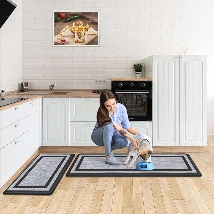 Mattitude Kitchen Mats Set of 2,Cushioned Anti-Fatigue Non-Skid Rug Sets Ergonomic Comfort Standing Mat for Kitchen, Floor, Office, Sink, Laundry, Black and Gray - Image 6