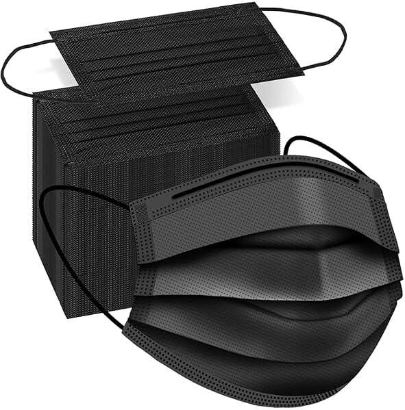 ZTANPS 100 PCS Disposable Face Masks, Black Disposable Masks, 3 Ply Protection Face Masks - Image 1