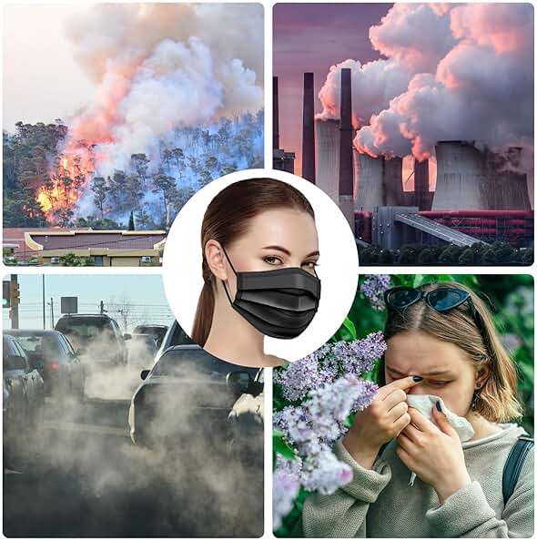 ZTANPS 100 PCS Disposable Face Masks, Black Disposable Masks, 3 Ply Protection Face Masks - Image 7