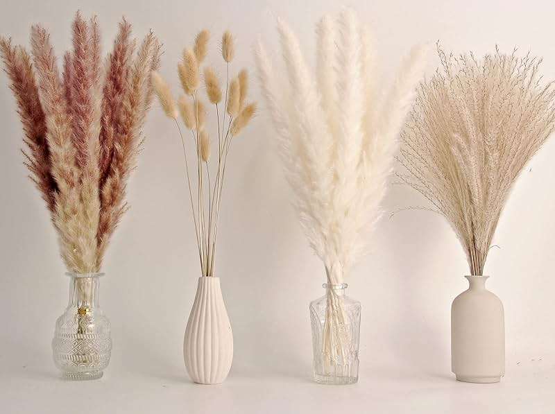 65PCS Pampas Grass Decor, Including pompas Floral, Reed Dried Grass and Bunny Tails Dried Flowers, Natural Dried Pampas Grass Bouquet for Boho Decor Wedding, Home Decoration - Image 1