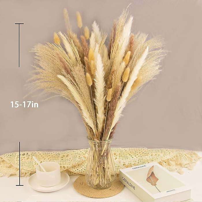 65PCS Pampas Grass Decor, Including pompas Floral, Reed Dried Grass and Bunny Tails Dried Flowers, Natural Dried Pampas Grass Bouquet for Boho Decor Wedding, Home Decoration - Image 2