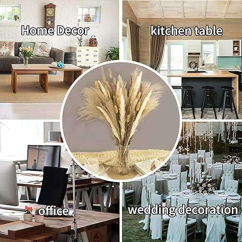 65PCS Pampas Grass Decor, Including pompas Floral, Reed Dried Grass and Bunny Tails Dried Flowers, Natural Dried Pampas Grass Bouquet for Boho Decor Wedding, Home Decoration - Image 6