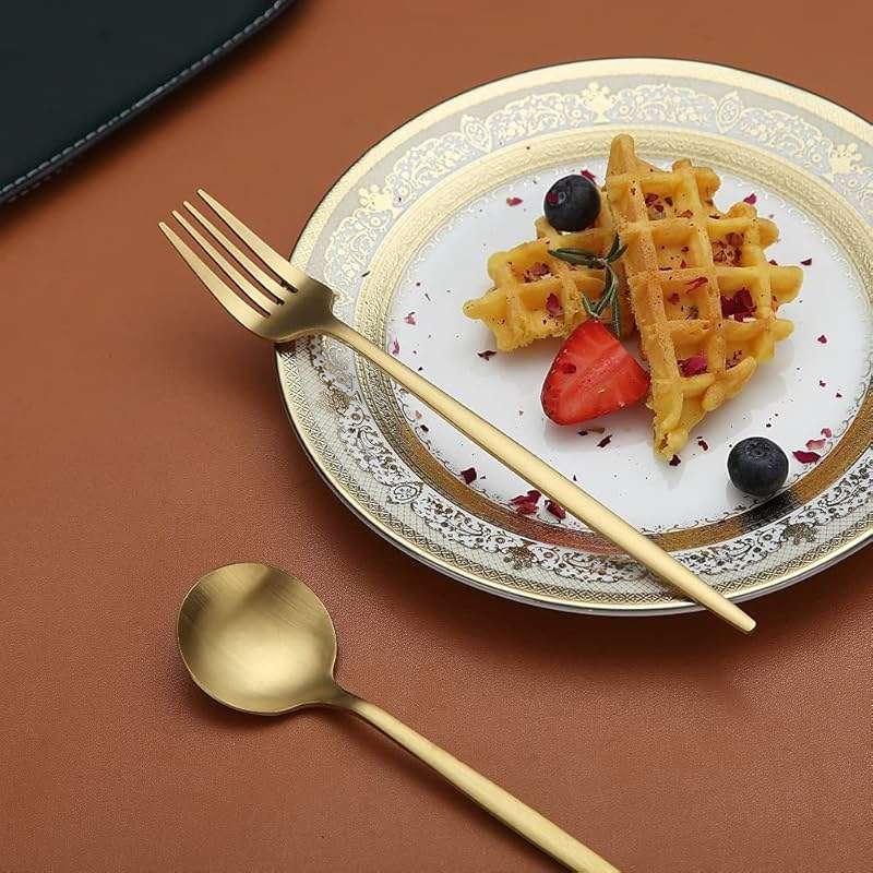 Matte Gold Silverware Set 40 Pieces, Stainless Steel Golden Flatware Set, Titanium Plating Cutlery Set, Matte Gold Utensil Sets, Service Set for 8 (Matte Golden) - Image 5