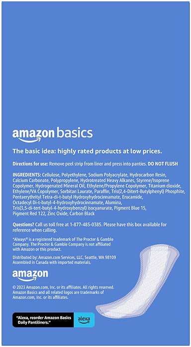 Amazon Basics Daily Pantiliner, Long Length, Feminine Pads for Women, Unscented, Leakage Protection, 40 Count (Previously Solimo) - Image 2