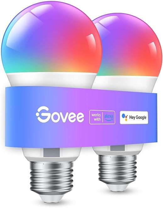 Govee Smart Light Bulbs, WiFi & Bluetooth Color Changing Light Bulbs, Music Sync, 16 Million DIY Colors RGBWW Color Lights Bulb, Work with Alexa, Google Assistant Home App, 800 Lumen, 2 Pack - Image 1