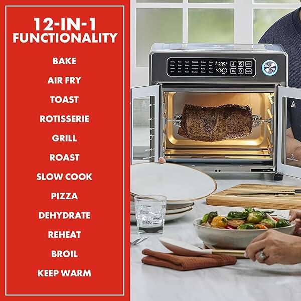 Emeril Lagasse Extra Large French Door Air Fryer Toaster Oven Combo, 24 Cooking Functions and Digital Controls, 7 Accessories Included, Stainless Steel Finish, 26QT Capacity - Image 4