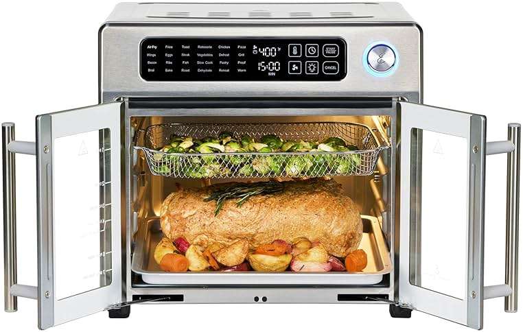 Emeril Lagasse Extra Large French Door Air Fryer Toaster Oven Combo, 24 Cooking Functions and Digital Controls, 7 Accessories Included, Stainless Steel Finish, 26QT Capacity - Image 8
