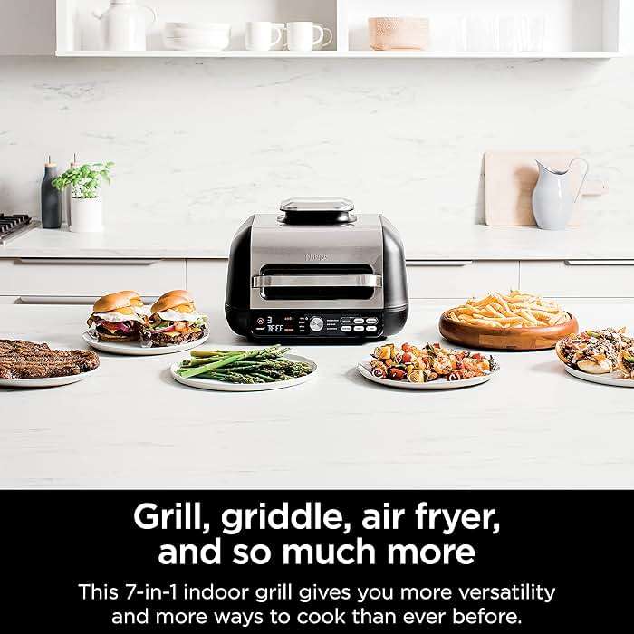 Ninja IG651 Foodi Smart XL Pro 7-in-1 Indoor Grill/Griddle Combo, use Opened or Closed, Air Fry, Dehydrate & More, Pro Power Grate, Flat Top, Crisper, Smart Thermometer, Black - Image 2
