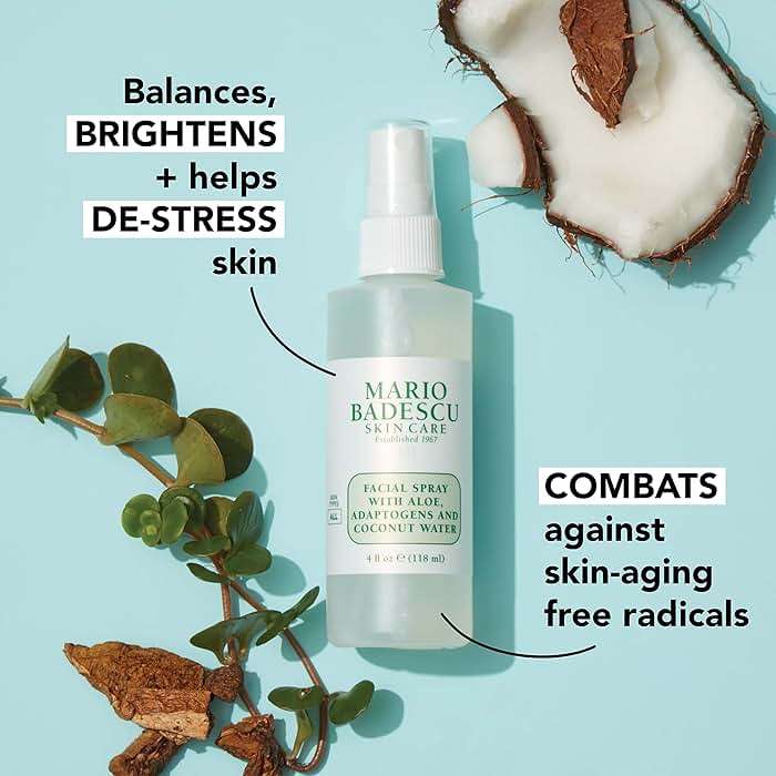 Mario Badescu Facial Spray with Aloe, Adaptogens & Coconut Water – Hydrating Face Mist for Dewy Glow, Lightweight Refreshing Skin Spray with Hyaluronic Acid & Niacinamide - Image 4