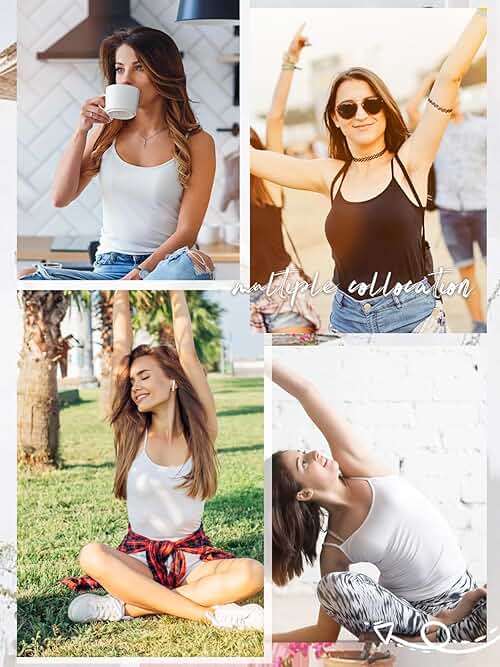 Air Curvey 4 Pack Camisole Tops for Women Basic Undershirt Tanks Adjustable Spaghetti Straps Camis Seamless Soft Layering Top - Image 5